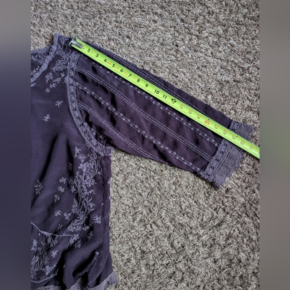 Johnny Was Purple Floral Embroidered Front Pockets Tunic Top 1X - Picture 7 of 9